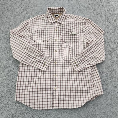 Vintage Magellan Sportswear Shirt Mens XL Plaid Fishing Vented Long Sleeve Tan