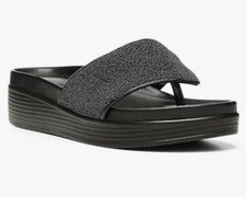 NWD 168 Donald Pliner Fifi Caviar Fabric Slip On Sandal Black Women's Sz 8.5 M