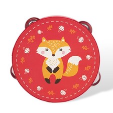 Tambourines Musical Instrument for Kids and Adults, 6 inch Wooden Hand Red