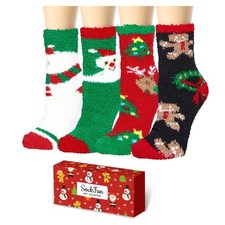 Christmas Socks For Women Girls Gifts Stocking Stuffers Fuzzy 4 Pack Winter