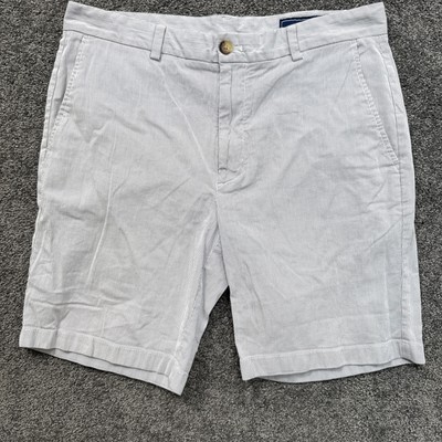 Mens 34 Vineyard Vine Shorts Breaker Blue White Striped Seersucker Pockets