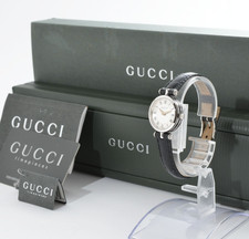 Vintage [ MINT /Box, Paper] GUCCI 2040L Silver Black 22mm Ladies Qz Watch JAPAN