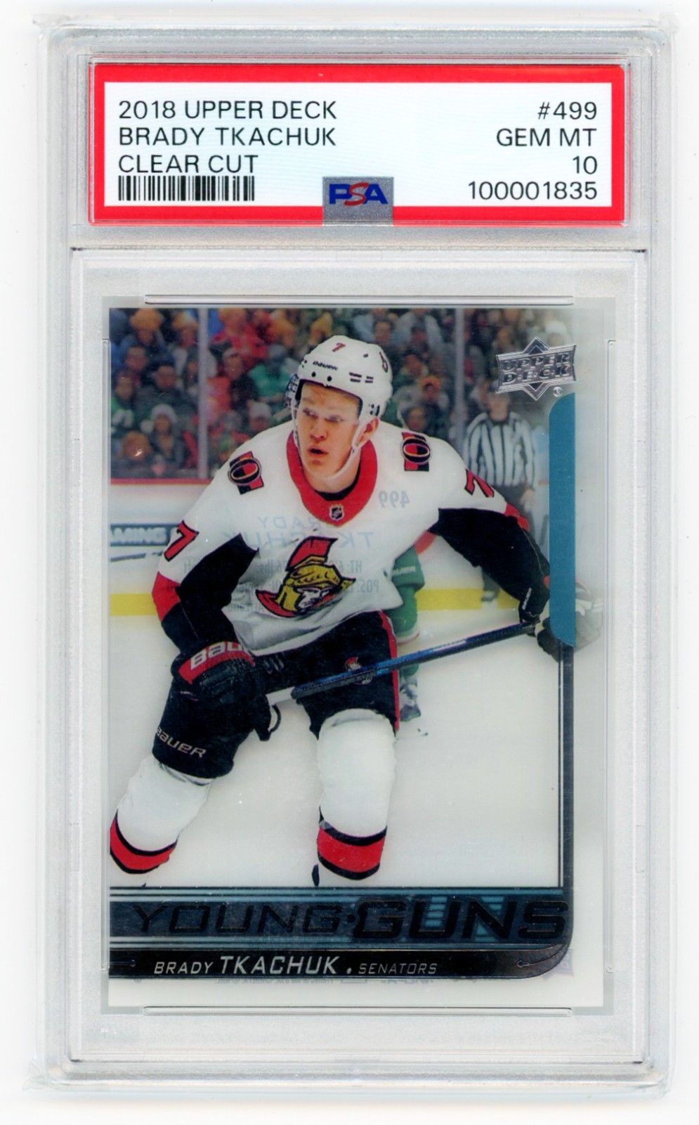 2018-19 Upper Deck - Brady Tkachuk - Clear Cut Young Guns RC - Senators - #499