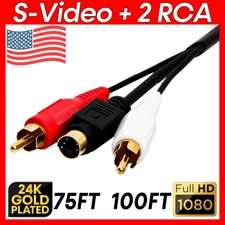 4 Pin SVHS Cord S Video + 2 RCA Cable RCA Audio Combo HDTV Camcorder DVD VCR DVR