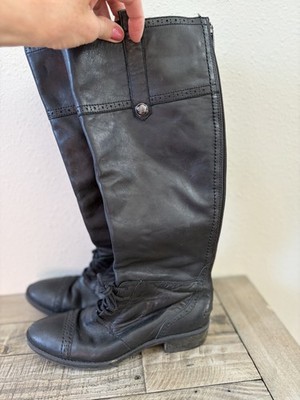 Perron Brogue Cap Toe Lace Zip Up Leather Black Riding Boot Ren Faire Witchy