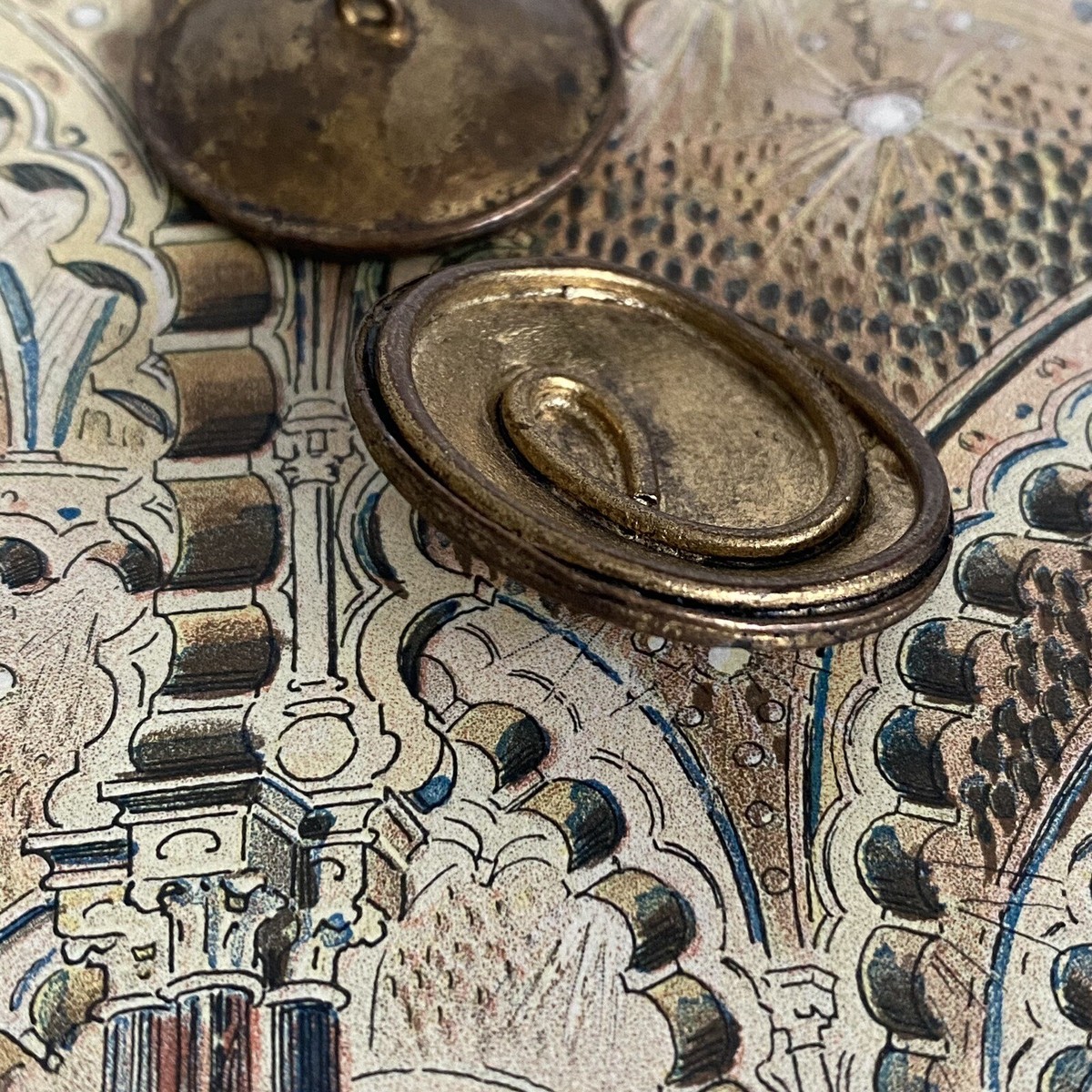 Bouton Ancien Métal Doré Avec Perle - Mercerie Vintage, Lot De 1 à 10 Pièces