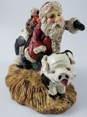 Santa Claus Riding Pig Figurine Christmas Holiday Delivering Toys Farm Country | eBay