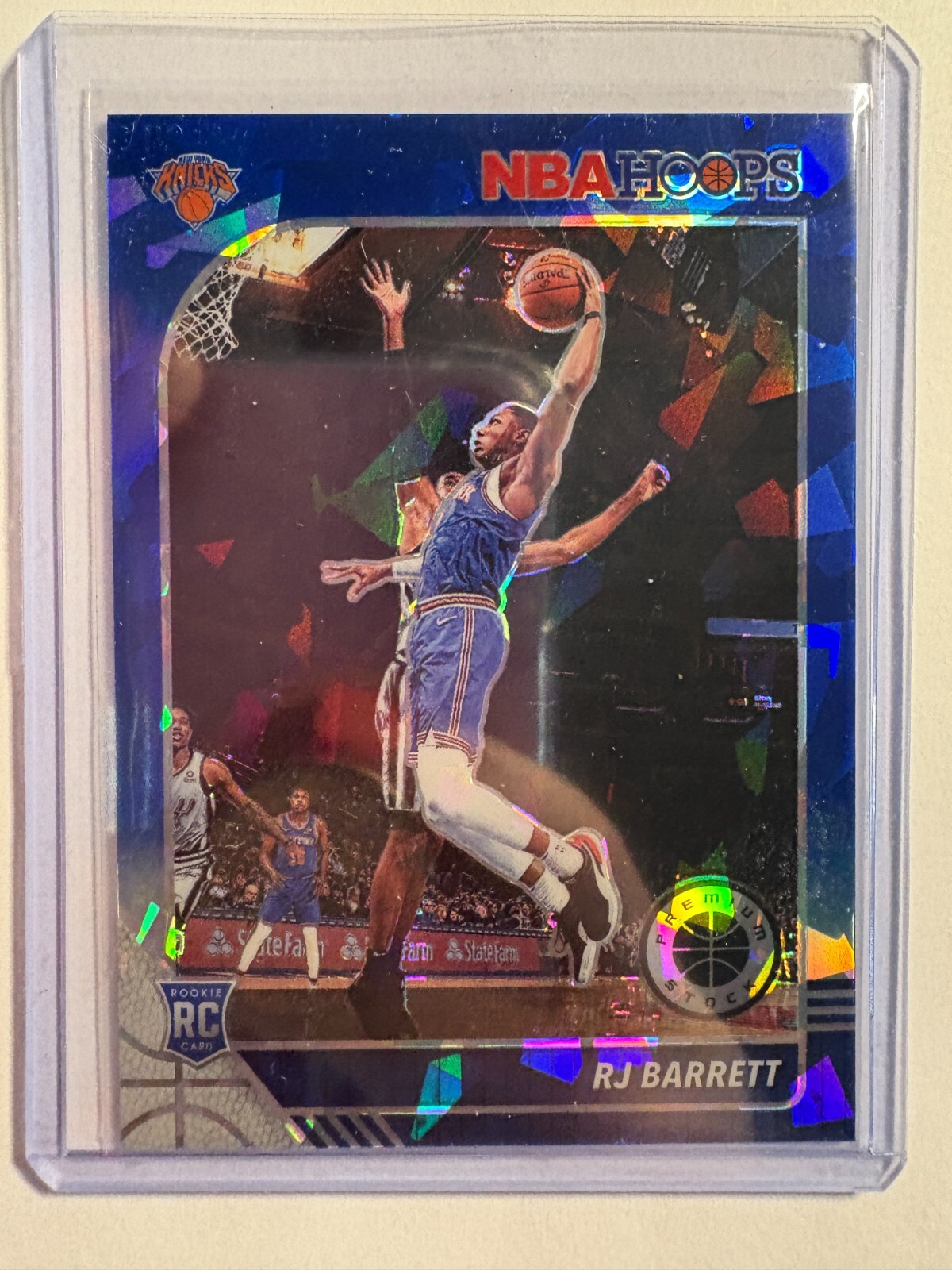 K325,720 - 2019-20 Hoops Premium Stock Prizms Blue Cracked Ice #201 RJ Barrett