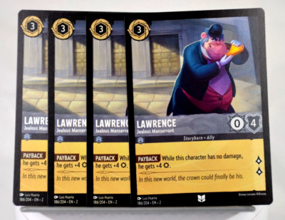 Disney Lorcana TCG Rise of the Floodborn Lawrence 186/204 Uncommon Regular x4