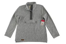 Marley Lilly NEW Heather Grey Sherpa 1/2 Button Snap Pullover Women L Sweatshirt