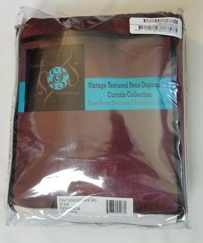 Exclusive Fabrics Vintage Textured Faux Dupioni Silk Red Curtains (2) 50 in x 84 - Picture 3 of 5