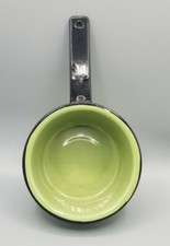 6" Vintage Saucepans Pan Pot Green/Black Enamelware Nesting Retro Enamel