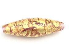 Fine Czech elongated gold aventurine design Bohemian glass bead
