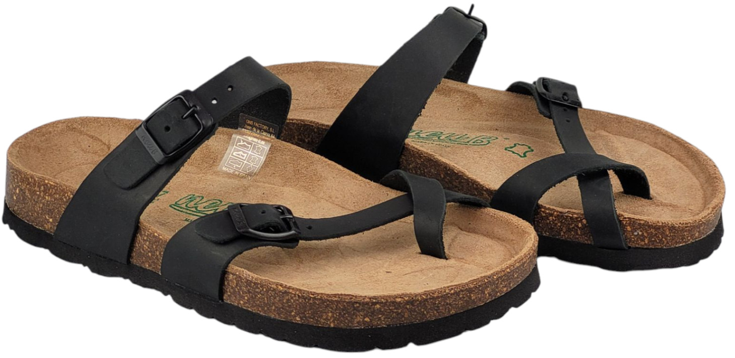 Новые сандалии Bonn 24029 Черные schwarz Fett Leder Damen Zehentrenner