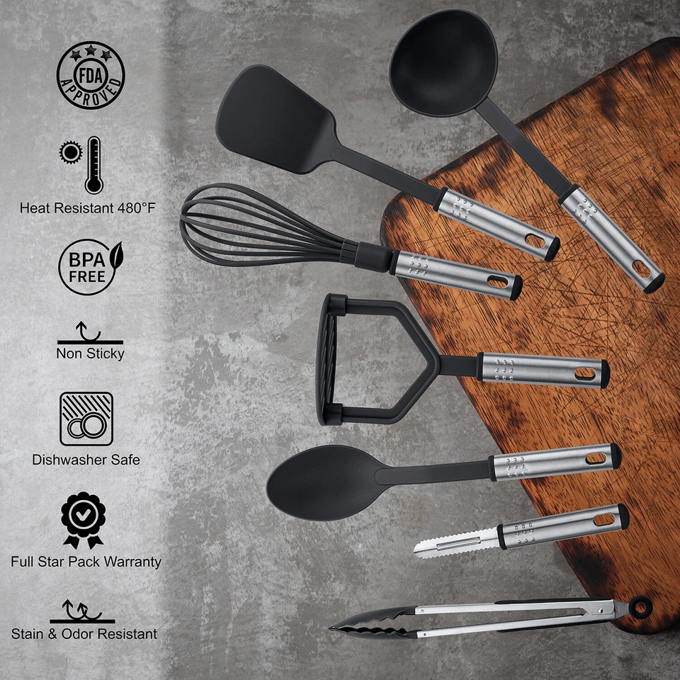 Cooking Utensil Set 23 Piece Stainless Steel Heat Resistant Kitchen Gadget Tools - Image 2 of 4