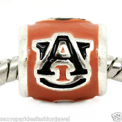 Auburn University Logo Charm Bead for Snake Chain Charm Bracelets