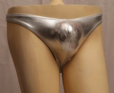 Mens Style Thongs Silver Leotard Spandex for men size All Size  S- M 
