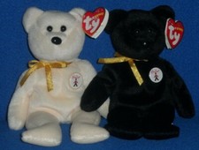 TY EBONY and IVORY the BEAR BEANIE BABY SET - UK EXCLUSIVE - MINT w/TAGS-SEE PIC