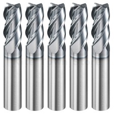5Pcs 4 Flute 7/16" x 1" x 2-3/4" End Mills Solid Carbide AlTiN Coated CNC Bit