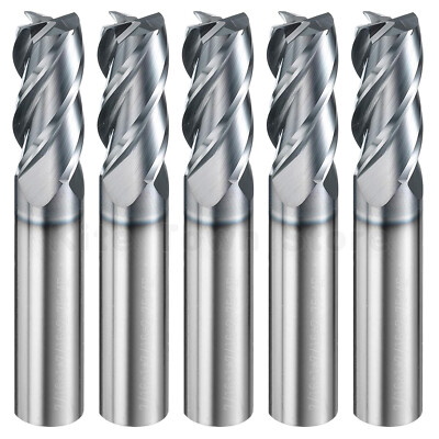 5Pcs 4 Flute 7/16'' x 1'' x 2-3/4'' End Mills Solid Carbide AlTiN Coated CNC Bit