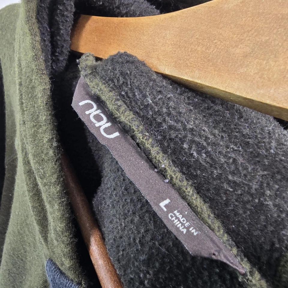 Nau Hoodie Womens Large Green Wool Blend Pullover Sweatshirt Sweater Henley  - Image 3 of 4