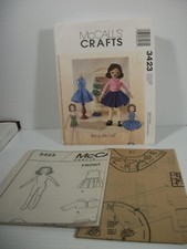 McCalls 3423 Retro Betsy McCall Cloth Doll  Clothes Dress Jacket Petticoat 