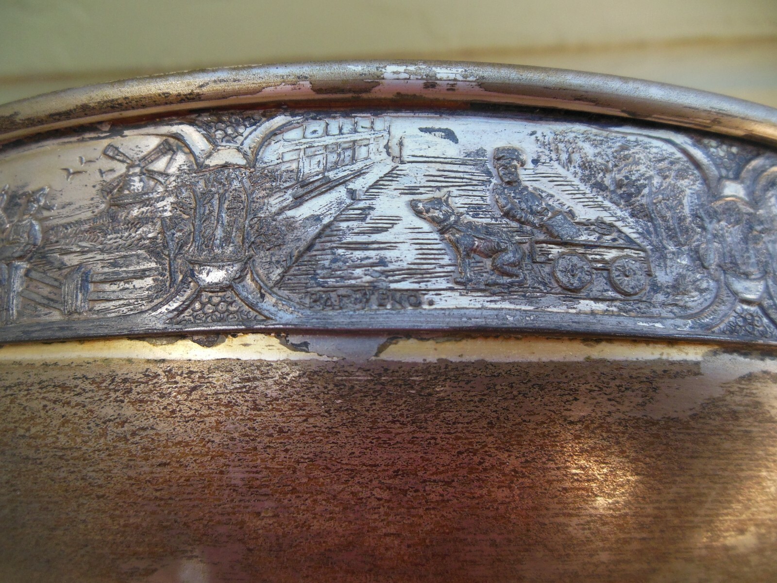 Vintage Sheffield Plate Compote Fruit Bowl Large Dutch Boy Girl Figural Scenes