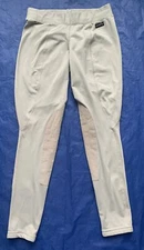 Kerrits Womens Sz L Knee Patch Breech Tights Beige Pull On Riding Equestrian USA