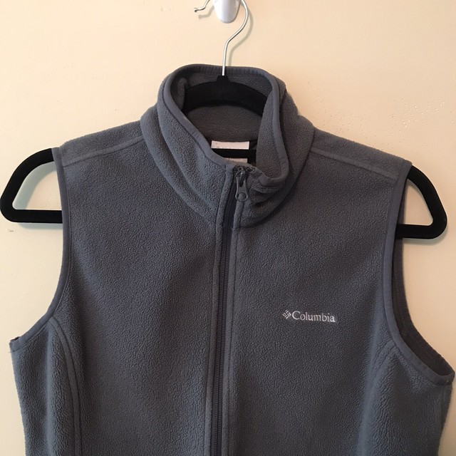 Columbia Sportswear Polartec Gray Fleece Vest Womens Small Full Zip