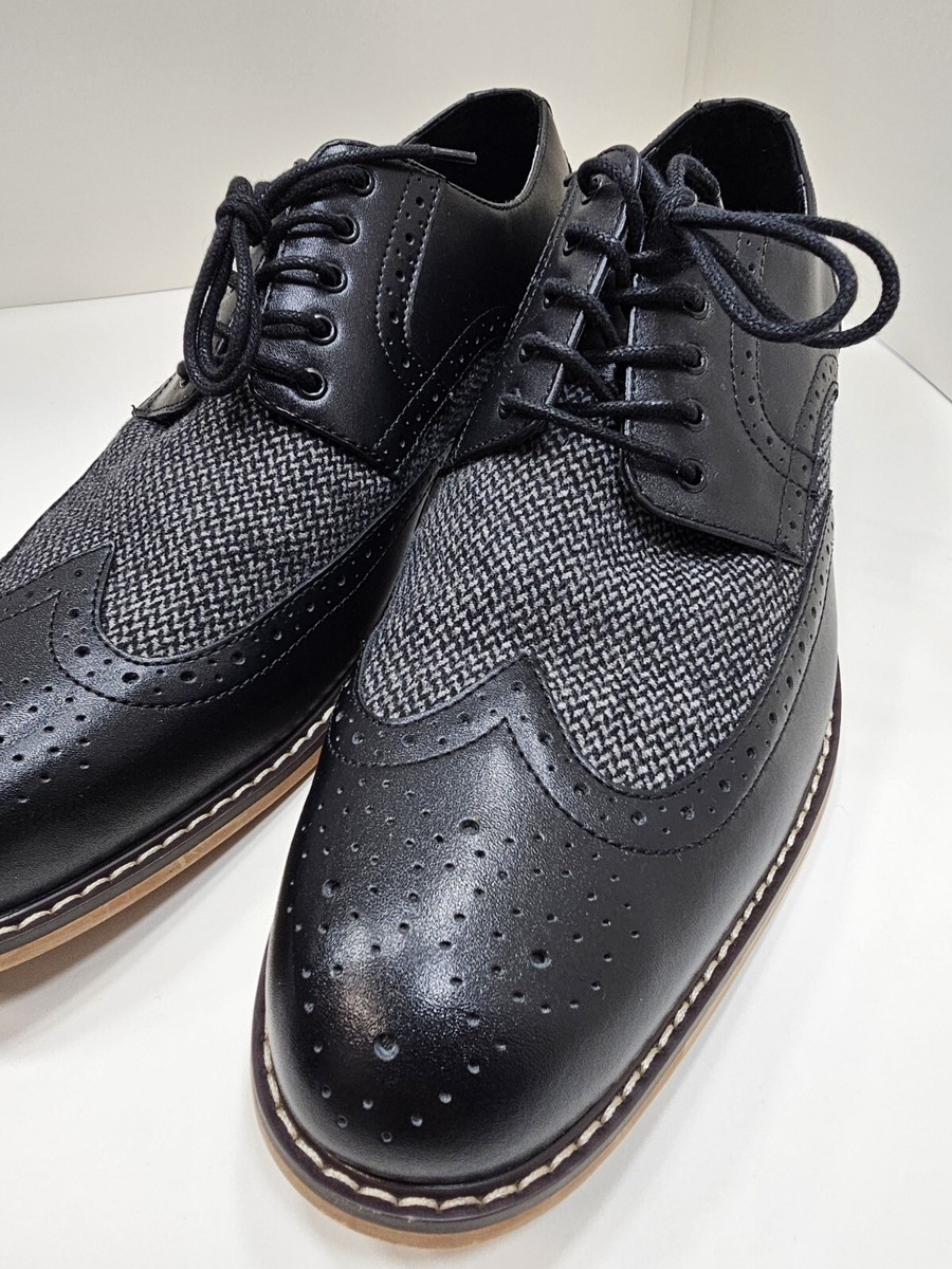 Bar III Men Wingtip Brogue Oxfords Fabian Mixed Black Leather Size 7M Cap Toe Brogues Bar Iii Shoes NEW Bar III Fabian Mixed  main image 4