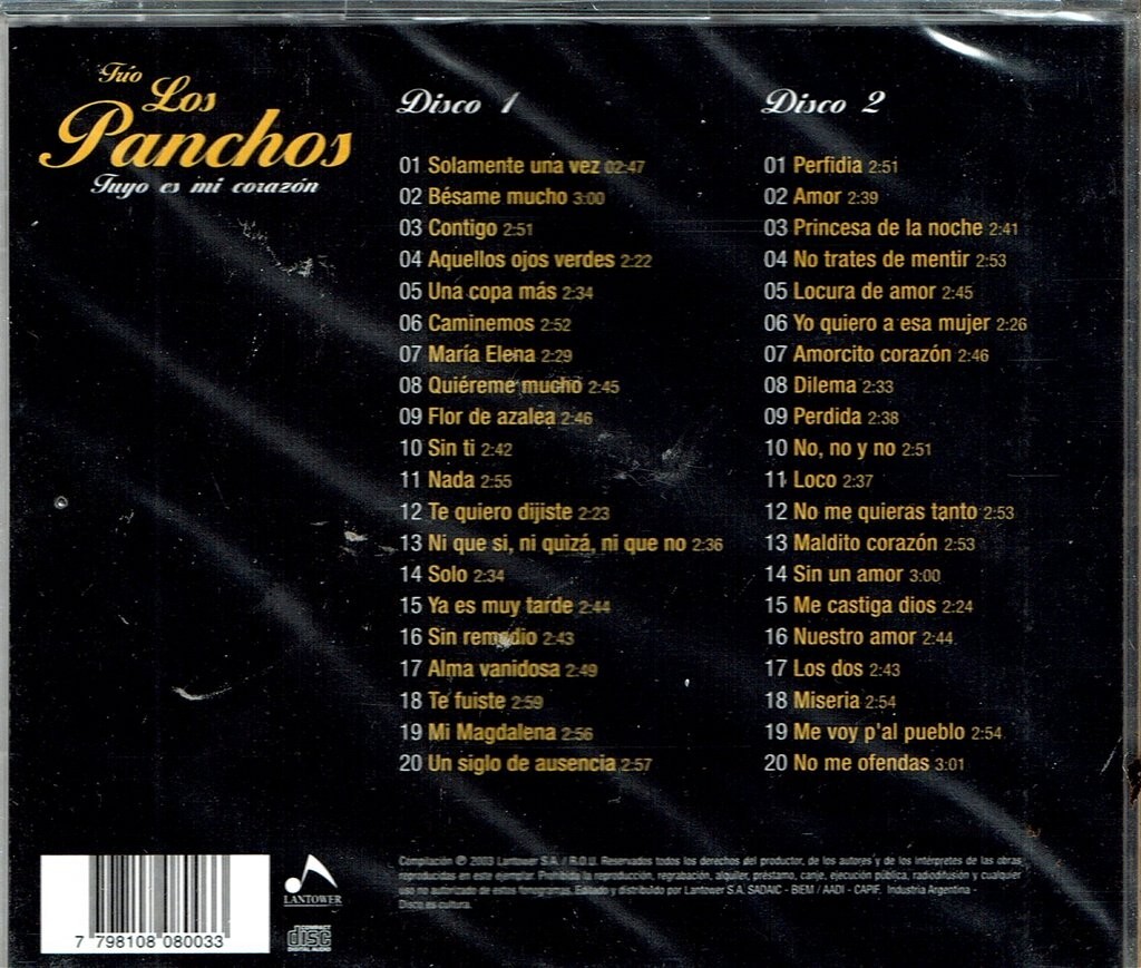 輸入2discs CD Los Panchos Tuyo Es Mi Corazon  8000212  /00220 2CD LOS PANCHOS Tuyo Es Mi Corazon 8000212 NON JAPA | eBay