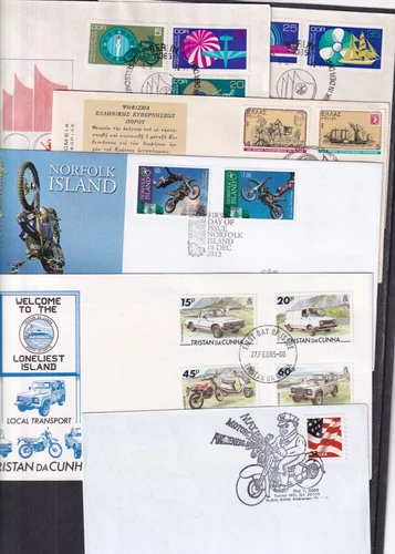 Motorcycles choice FDC Germany Greece Norfolk I Thailand Tristan da Cunha USA