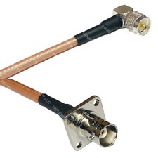 RG400 MINI UHF MALE ANGLE to BNC Flange Female RF Cable FAST-SHIP LOT