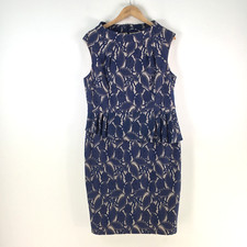 Mei Mei dress 18 navy blue floral lace peplum pencil sleeveless zip 112367