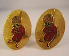 Vintage SULTAN Arab Enamel Gold Tone Cufflinks Cuff Links Men's Costume Jewelry