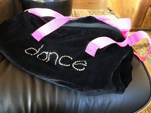 black velvet and pink dance duffle bag 