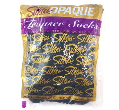 Silkies Opaque Trouser Socks Black Knee Highs Nylons Pair in Each Package  USA