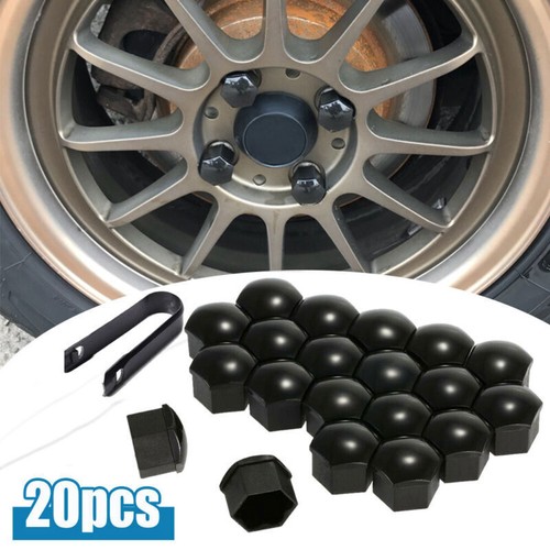 20PCS 17mm Car Wheel Hub Screw Cover Bolt Nut Caps Rims Trim Accessories Black - Picture 1 of 10