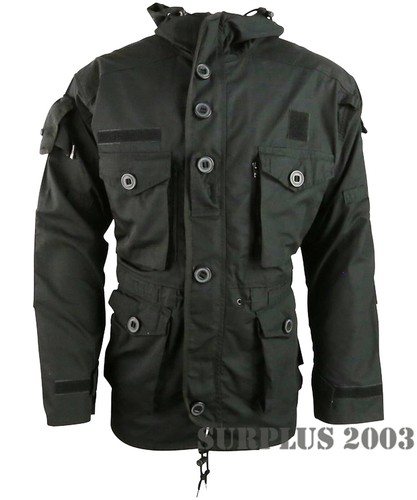 Black Special Forces SAS Style Assault Hooded Smock British Army Jacket - Picture 3 of 9