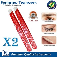Professional Slant Tip Eyebrow Tweezers   Stainless Steel Precision Hair Removal