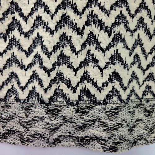 Jolt Chevron Herringbone Knit Sweater Sz S Black Sheer Stripe Sleev French Terry - Picture 5 of 12