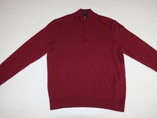 UNTUCKit Men's 1/4 Zip Sweater Size Large Red 100 Merino Wool Pullover L