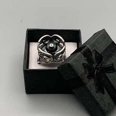 Vtg Handcrafted .925 Hematite Center(.25 ) 7.5g Sterling Silver Masaniello Ring
