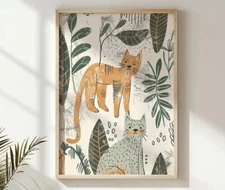 Jungle Cats Nursery Wall Art, Kids Room Decor, Printable Poster