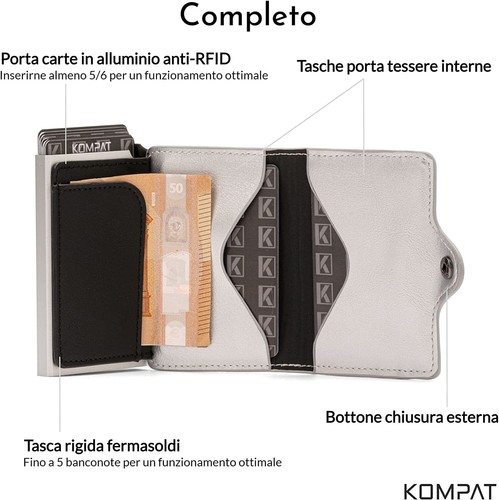 Porta Carte di Credito RFID Portafoglio Uomo Slim Portafoglio Piccolo Sottile - Foto 71 di 83