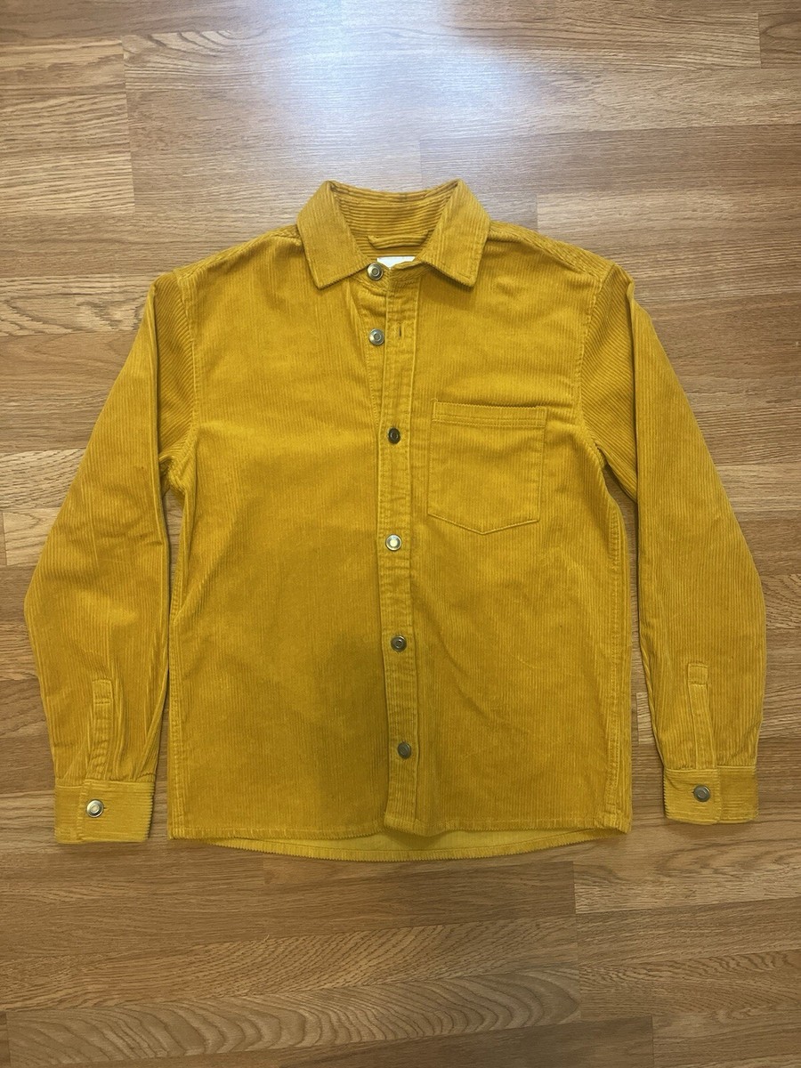 Zara Corduroy Marigold Yellow Gold Shirt Jacket Shacket Metal