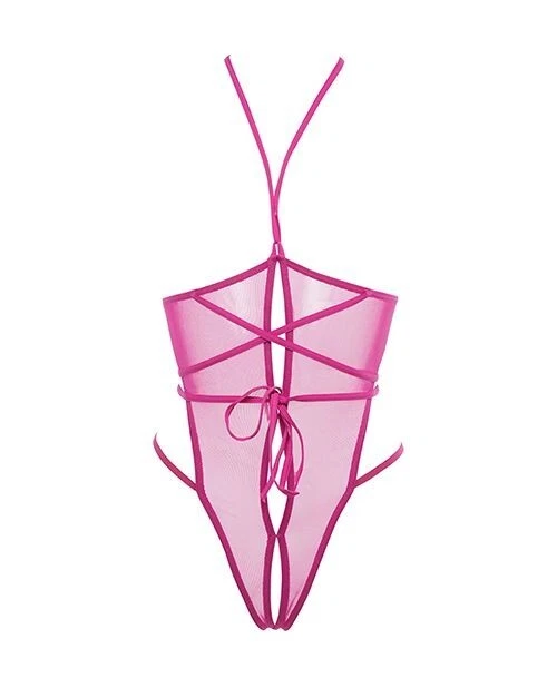 Peluche Allure Nicola Copa Abierta Malla - Rosa Caliente S/M - Lencería Sexy Body Foto 3 de 4