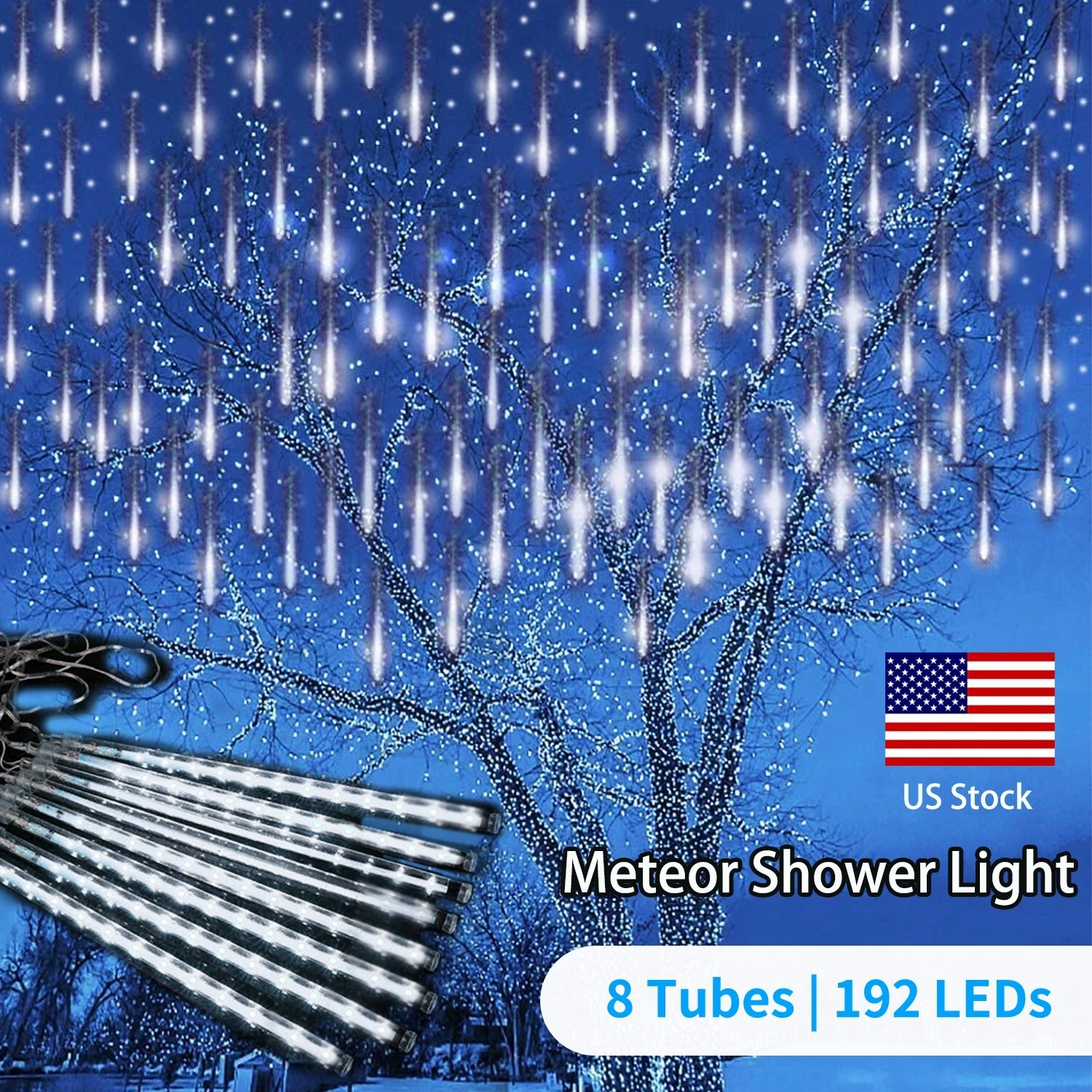 288 LED Solar Lights Meteor Shower Rain Tree String Light Garden Outdoor Decor