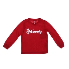 Family Pajamas Kids Sleep Shirt Sleepwear Merry Snowflake Long Sleeve Red Xs 4-5