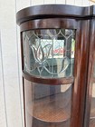 66903 Antique Leaded Glass Oak Bow Front China Cabinet — photo 4